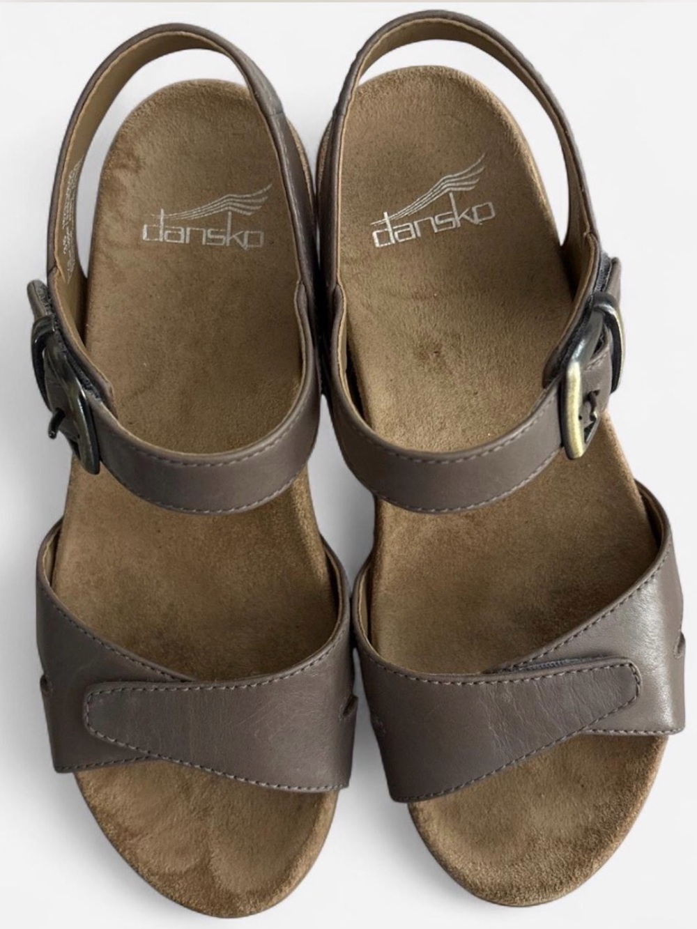 Dansko Women’s Brown Leather Laurie Burnished Calf Velcro Slingback Sandals 36 6